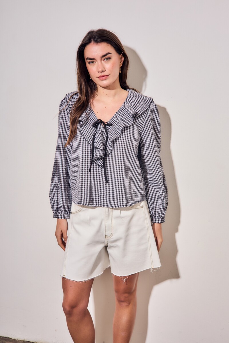 Blusa Gingham Negro