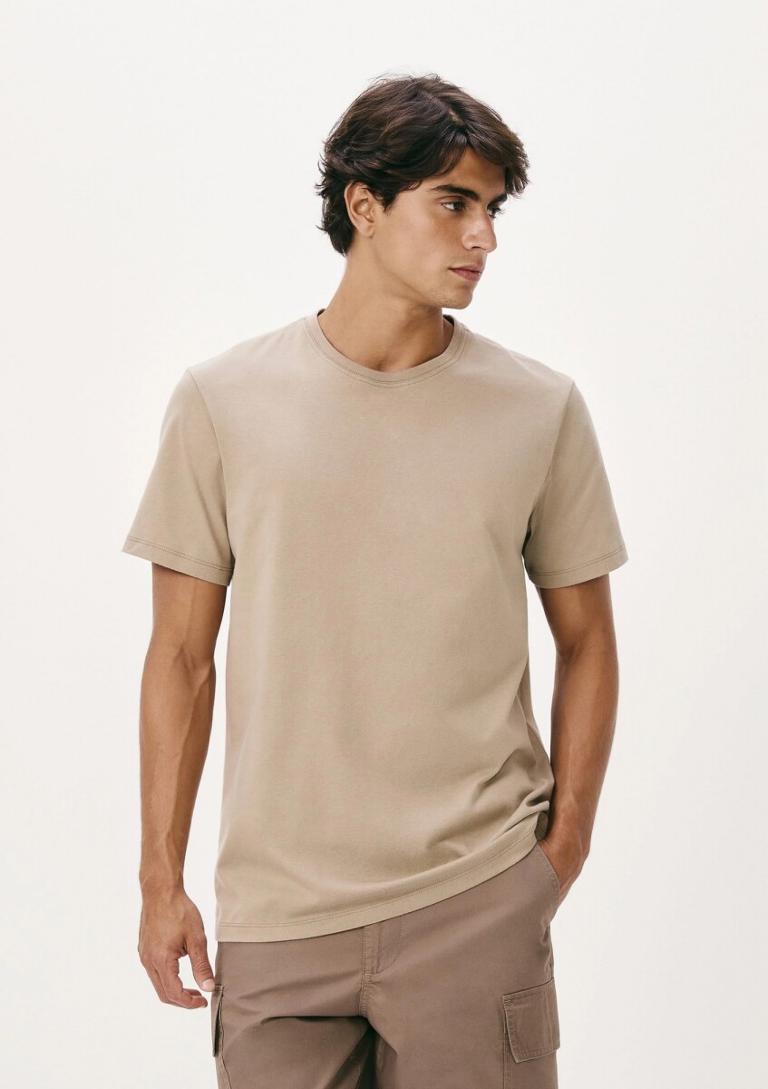 CAMISETA BÁSICA SUPER COTTON - BEIGE 