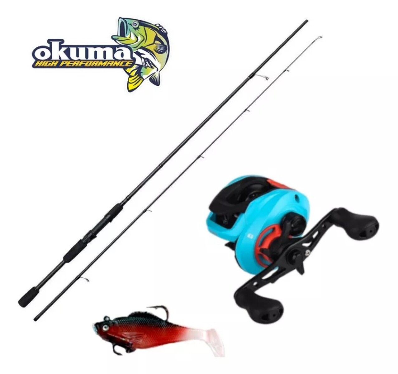 Kit De Pesca Okuma Caña + Reel Rotativo + Señuelo - DIESTRO 