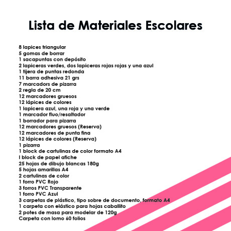 Lista de Materiales Escolares Liceo Frances - CP, 1º Lista de Materiales Escolares Liceo Frances - CP, 1º
