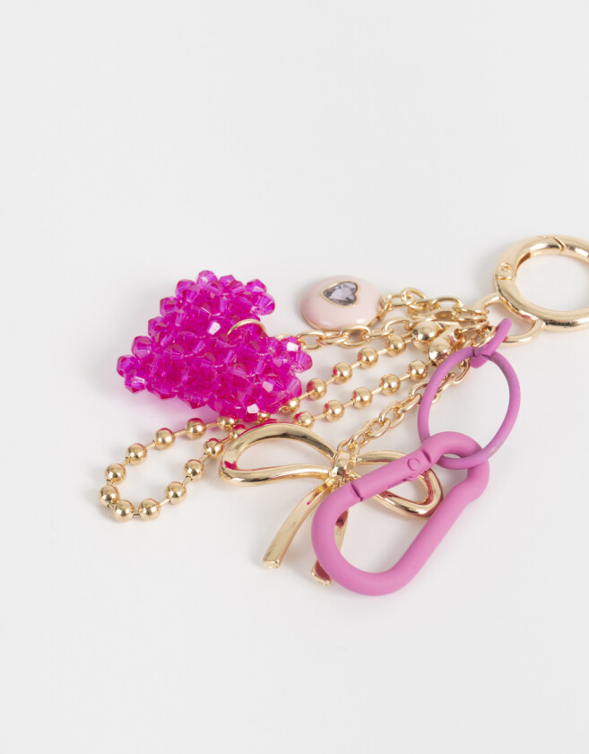 Llavero Metal Llavero Y Charm Moño & Corazón - Fucsia Medio
