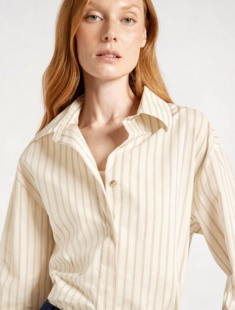 CAMISA DE ALGODÓN DE MANGA LARGA BEIGE