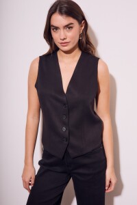 Chaleco Lino Negro