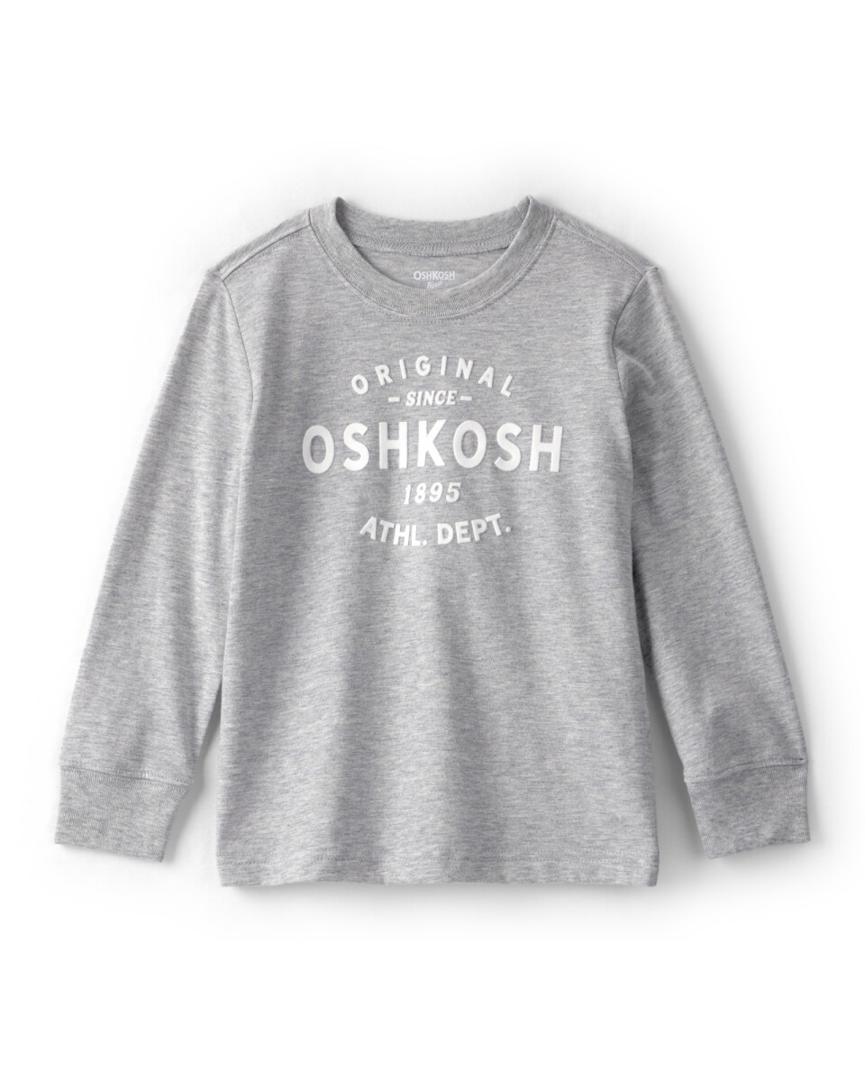 Remera de algodón, gris, con logo. Talles 2-5T 