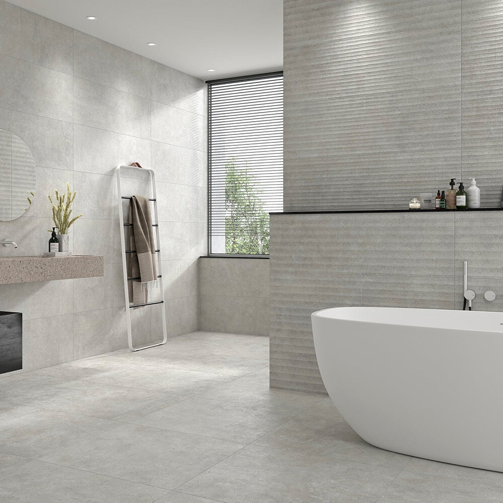 PORCELANATO GROOVE CASPIO GRIS MT RECTIFICADO "A" 40X120 CM Porcelanato Groove Caspio Gris Mt Rectificado "a" 40x120 Cm