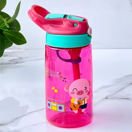 Botella Plástica Infantil Clip Con Sorbito 470ML Botella Plástica Infantil Clip Con Sorbito 470ML