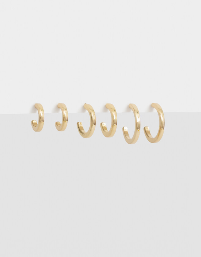 Aros Argollas Set Premium Gold Set De Argollas Bañadas En Oro - Dorado