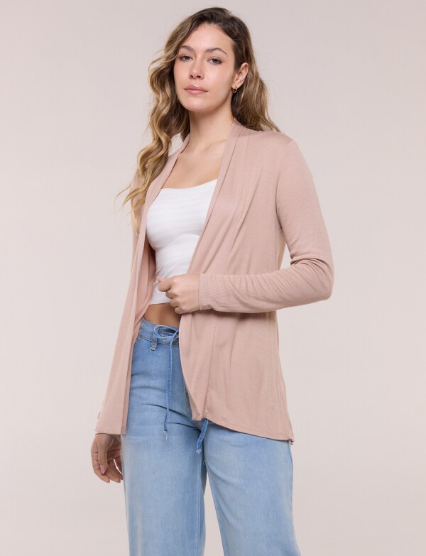 Cardigan De Punto Acanalado BEIGE