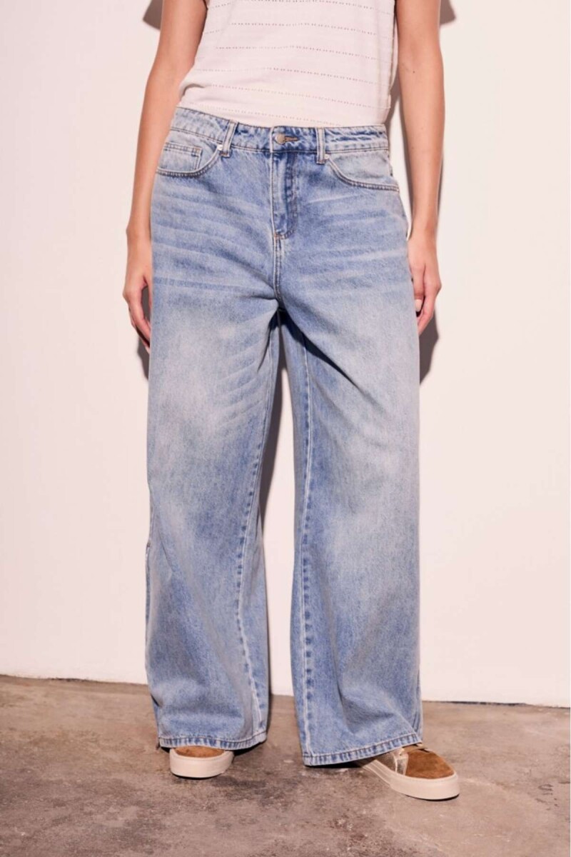 Jean Wide Leg Cierres - Denim 