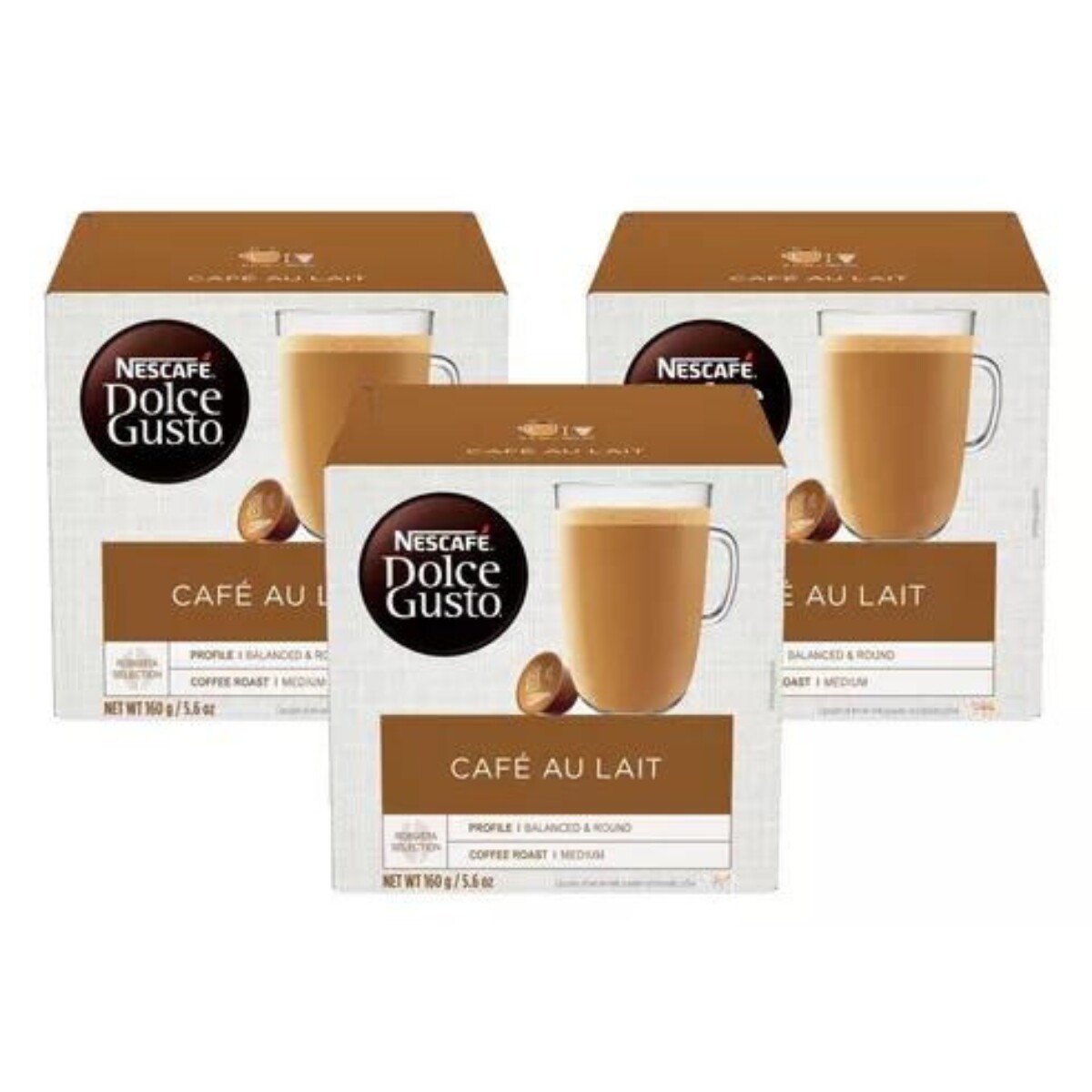 Pack Capsulas Dolce Gusto 3X2 Café Au Lait 30 Capsulas 