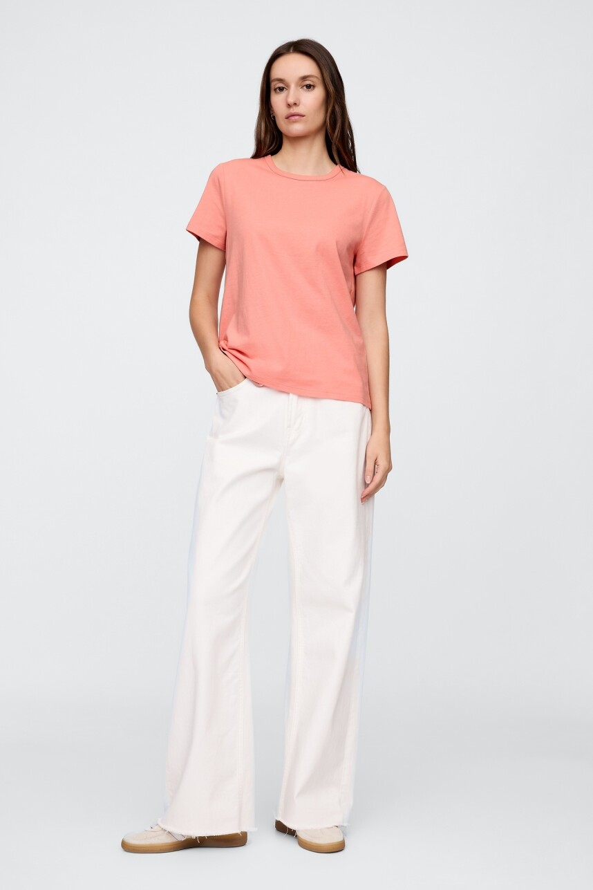 Remera Bàsica Manga Corta Cuello Redondo Mujer Tea Rose