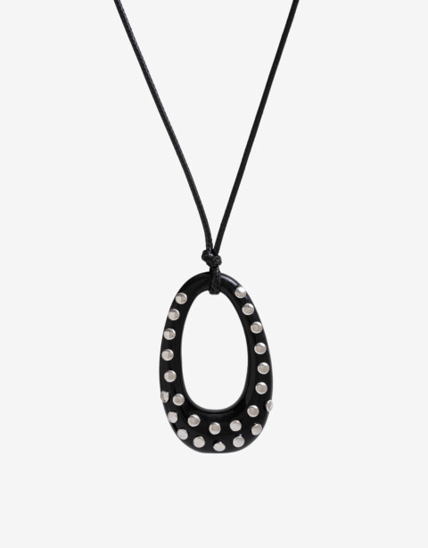 Collares Largos Acrilico Collar Largo Resina Tachas - Plateado Rodio