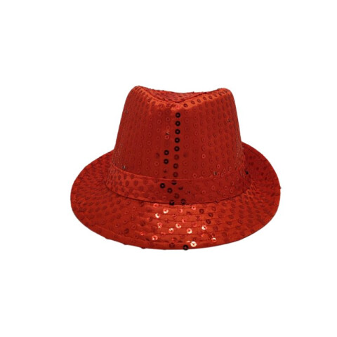 Sombrero Tipo Tango Lentejuelas con Luz Rojo