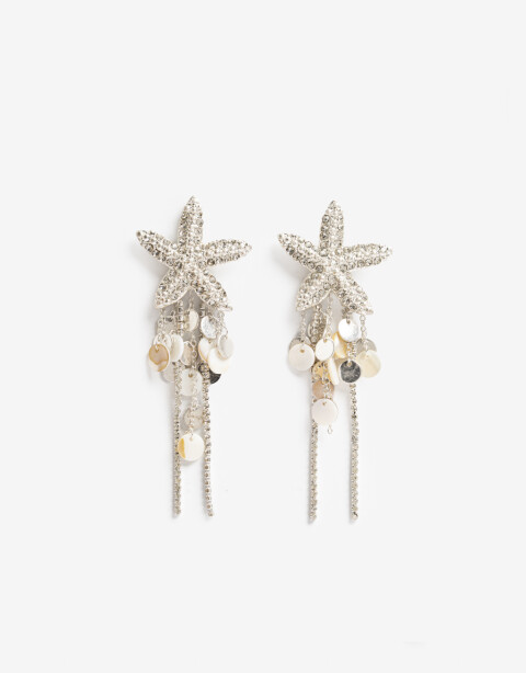 Aros Colgantes Largos Strass Aros Largos Maritimo - Cristal