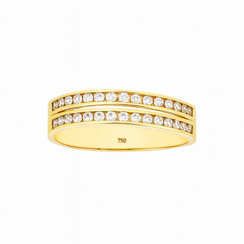 Anillo de Oro 18K con Doble Hilera de Circonias Anillo De Oro 18k Con Doble Hilera De Circonias