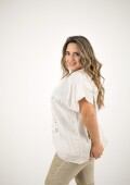 Blusa de algodón y lino Beige