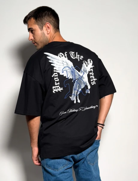Remera oversize con estampas Iker Negro