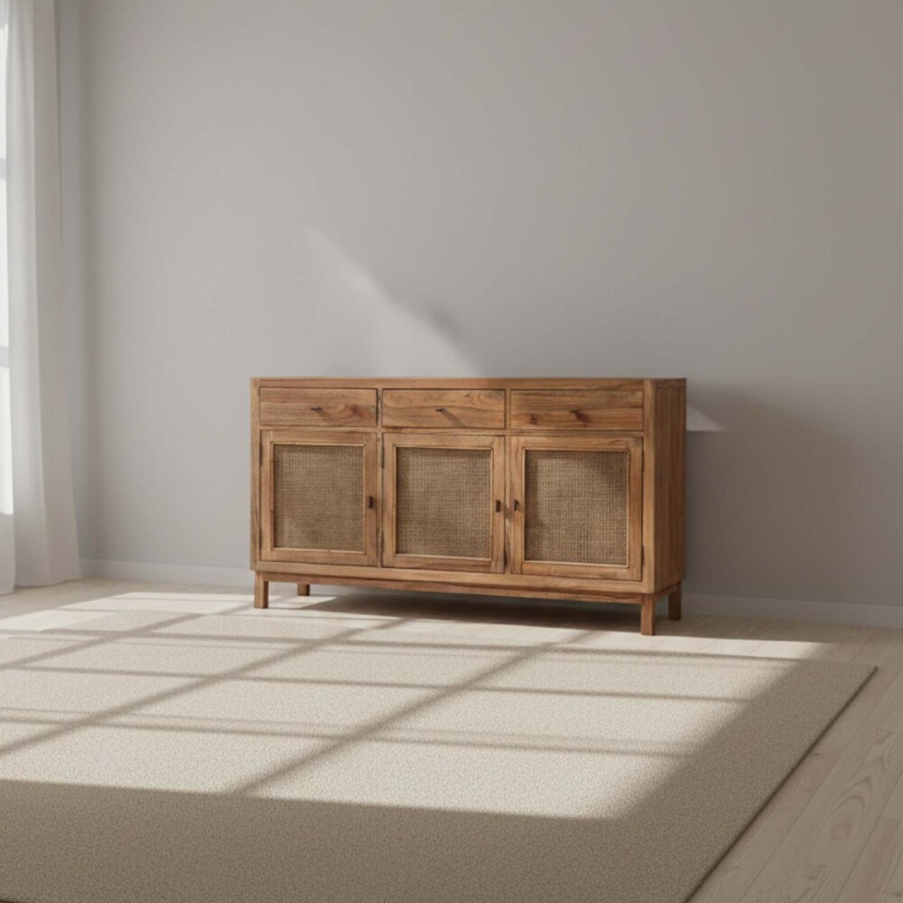 APARADOR/CRISTALERO MADERA NATURAL-BEIGE MINDI