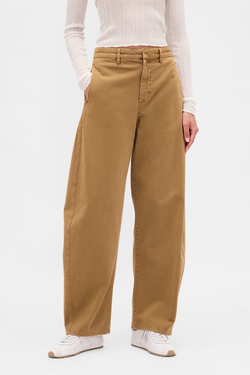 Pantalón Khaki Barrel Mujer Palomino Brown Global