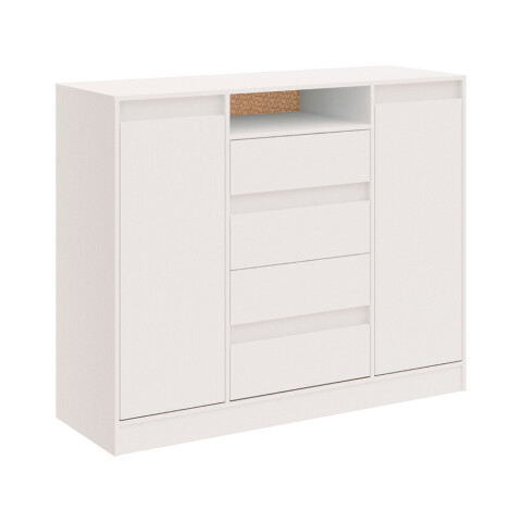 Cómoda Alba 4 Cajones 2 Puertas Blanco Cómoda Alba 4 Cajones 2 Puertas Blanco