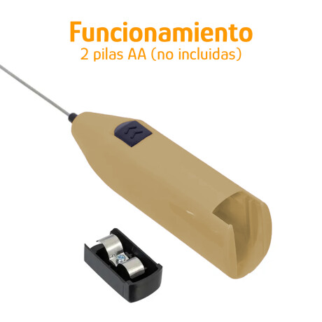 Batidor Espumador Multiuso Portátil Pilas AA Acero Inox Beige