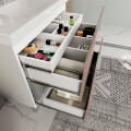 CONJUNTO DE BAÑO MODELO PIETRA COLOR BLANCO/GIANDUIA BRILHO / MUEBLE + BACHA + ESPEJO / 60 CM Conjunto De Baño Modelo Pietra Color Blanco/gianduia Brilho / Mueble + Bacha + Espejo / 60 Cm