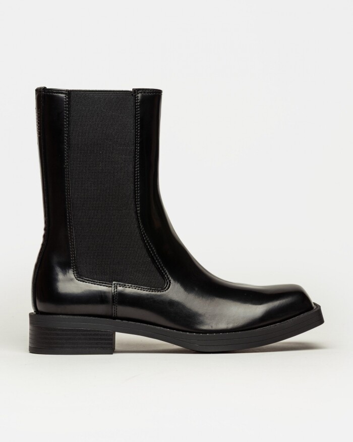 Bota caña media Demna en efecto cuero box Negro