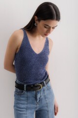 Musculosa Sira Azul Lurex