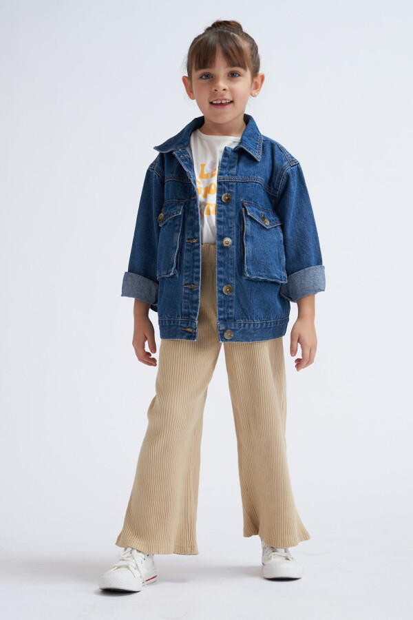 Pantalón en rib oxford Beige