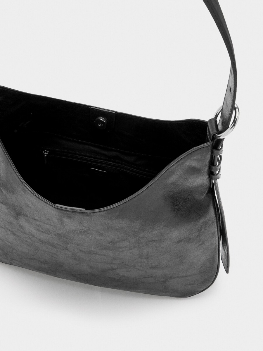 Bolso De Hombro Efecto Craquelado negro