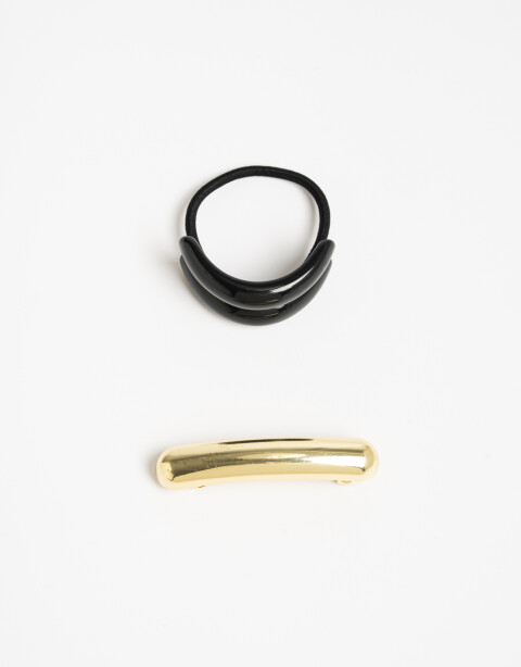 Accesorios Pelo Set Varios Set Pony Cuff De Acrílico Y Hebilla Francesa De Metal. - Combinacion Bicolor