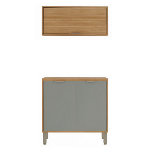 JUEGO DE COCINA 2 MODULOS MESADA MDF LINEA COLORS FREIJO Y VERDE