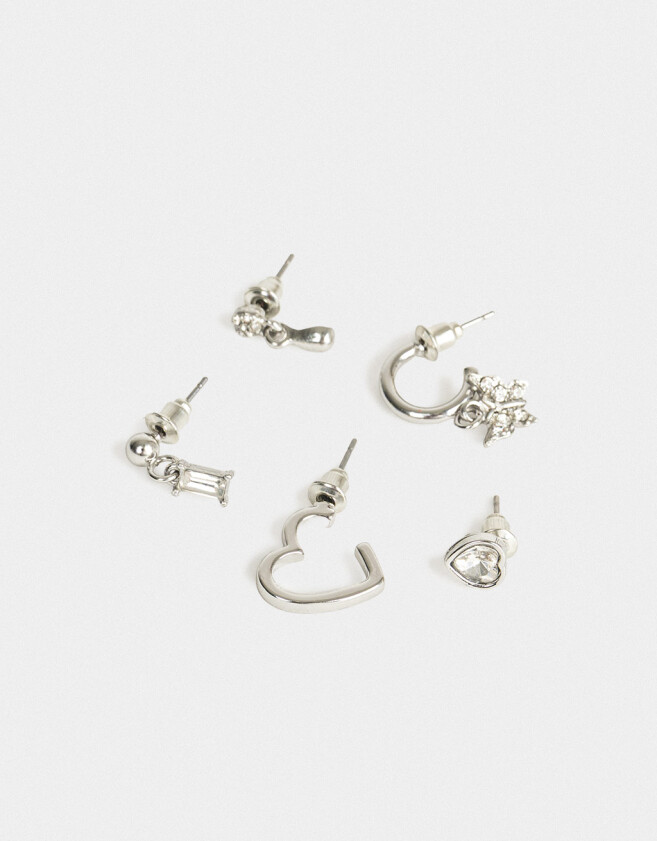 Aros Sets Con corazón Set De Aros Plateado - Plateado