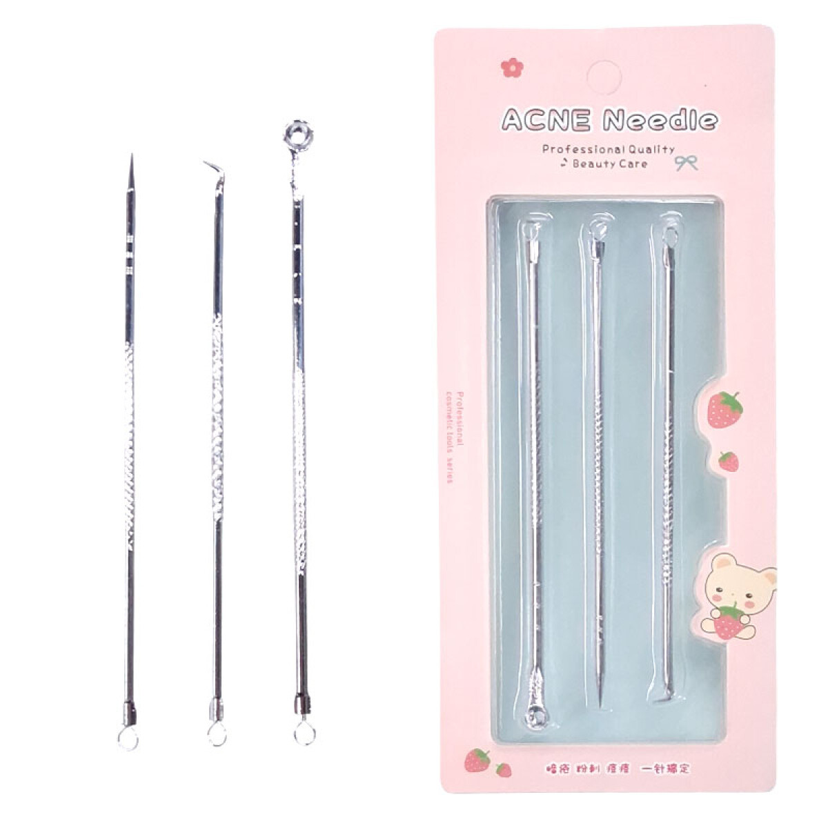 Agujas 3pcs doble cabeza acné/espinillas/puntos negros - Agujas 3pcs Doble Cabeza Acné/espinillas/puntos Negros 