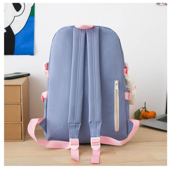 Set Mochila Impermeable Kawaii Estilo Coreano 5 Piezas Variante Color Lila