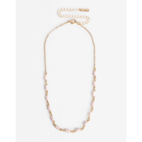 Collar Corto Metal Y Nácar Dorado