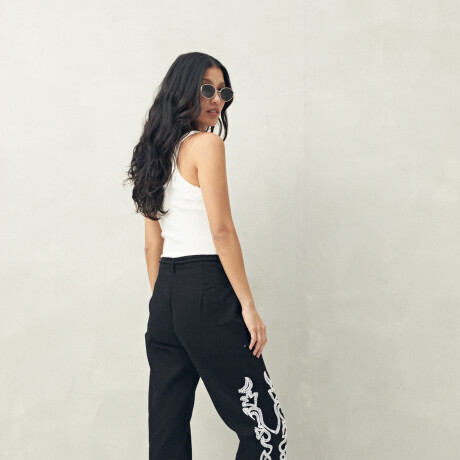 PANTALON BALIZAS BORDADO Negro