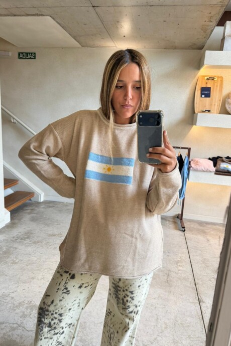 Sweater Flag Argentina Beige