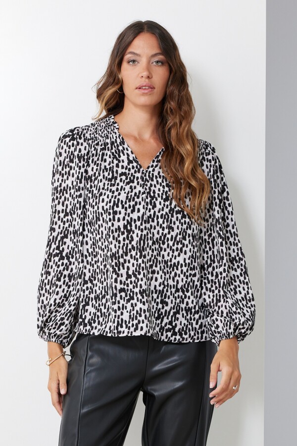 Blusa Gasa Print MULTI/NEGRO