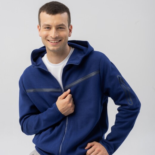 Campera Menpi Alta Calidad Moda Hombre Deportivo C/Capucha Azul S/C