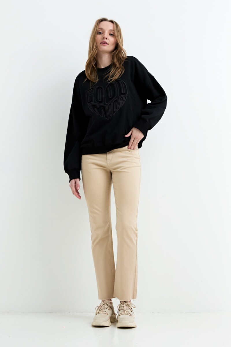 Sweatshirt efecto lavado Good Mood NEGRO