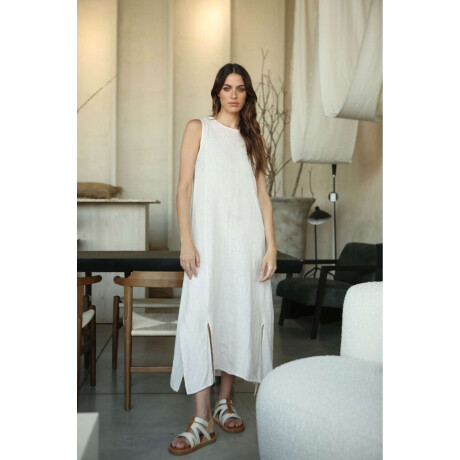 Vestido Flor Beige