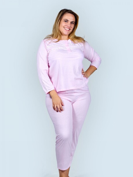Pijama de algodón con lunares chiquitos América Rosa