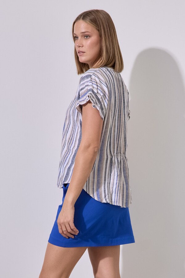 Blusa Lino Lineas MULTI/AZUL