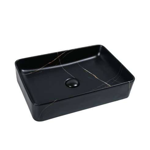 Bacha De Apoyo 50X34.5X11 Marmolada Negro Mate Incl Valvlula Popup 000