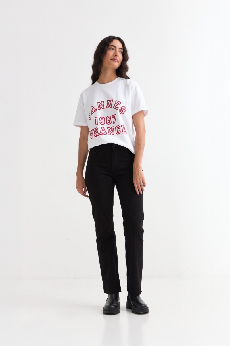 Pantalón straight ankle length - Negro 