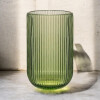 Vaso de Vidrio Labrado Diseño Lineas Set 6 Unidades Verde