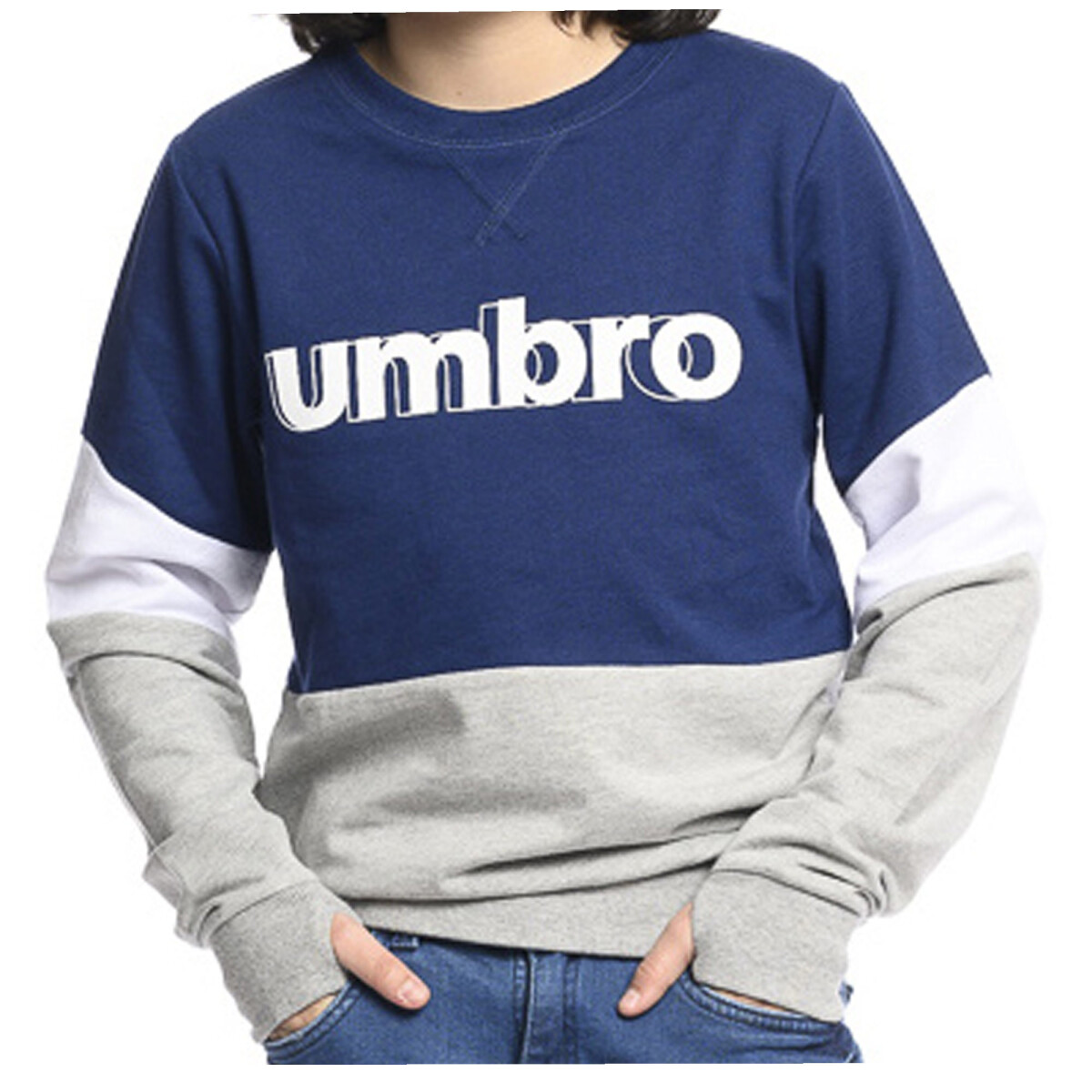 Buzo Infantil Umbro Square Kids - Azul Marino - Gris - Blanco 