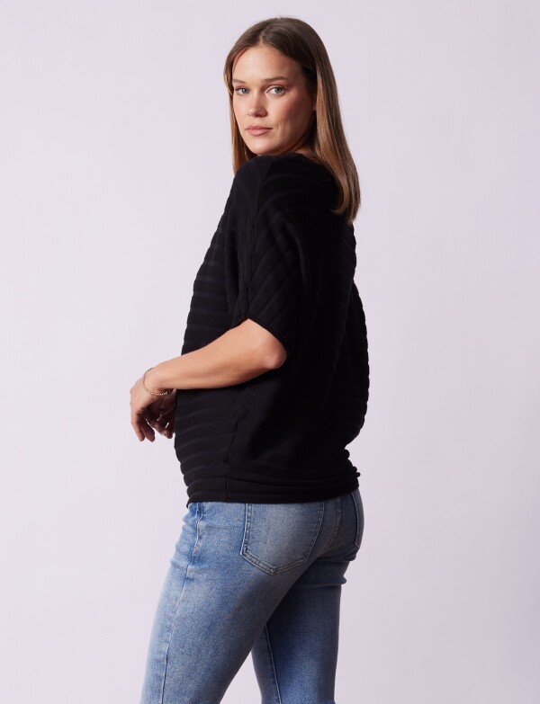 Buzo Dolman Acanalado NEGRO