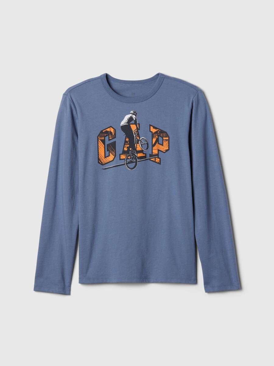 Remera Gráfico Manga Larga Niño - Bainbridge Blue 